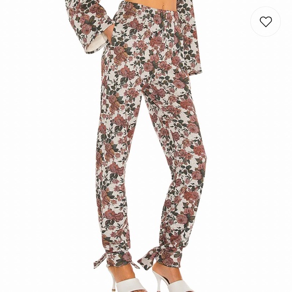 HOST PIC LOVERS + FRIENDS TIE ANKLE SWEATPANT RED VICTORIAN FLORAL COTTON SZ S,M - Picture 2 of 7